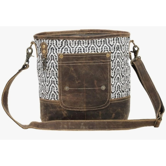 Myra Bag Burnt Sienna Upcycled Canvas Cotton & Leather purse - Picture 1 of 13
